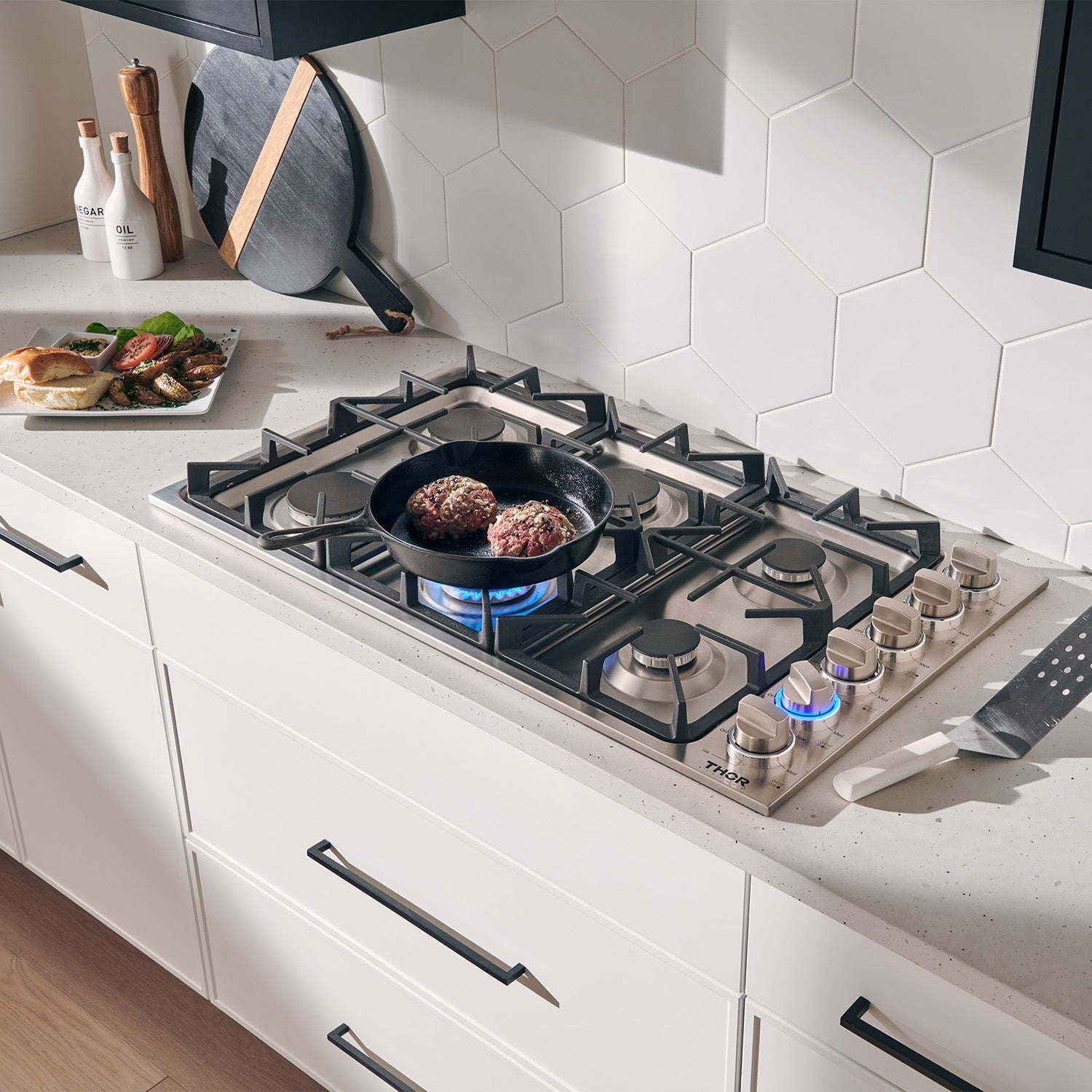 Thor 36 in. Drop - in Natural Gas Cooktop in Stainless Steel, TGC3601 - Smart Kitchen Lab