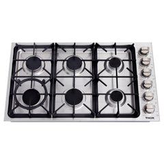 Thor 36 in. Drop - in Natural Gas Cooktop in Stainless Steel, TGC3601 - Smart Kitchen Lab