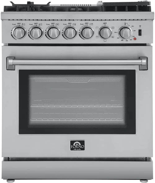 Forno 30 In. Breno Dual Fuel Range in Stainless Steel 5 Italian Burners, FFSGS6196-30 - Smart Kitchen Lab