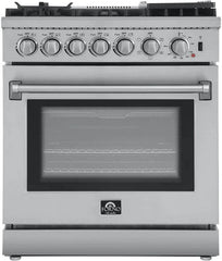 Forno 30 In. Breno Dual Fuel Range in Stainless Steel 5 Italian Burners, FFSGS6196-30 - Smart Kitchen Lab