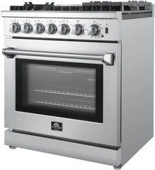 Forno 30 In. Breno Dual Fuel Range in Stainless Steel 5 Italian Burners, FFSGS6196-30 - Smart Kitchen Lab
