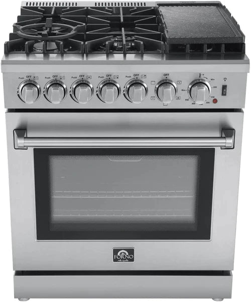 Forno 30 In. Breno Dual Fuel Range in Stainless Steel 5 Italian Burners, FFSGS6196-30 - Smart Kitchen Lab
