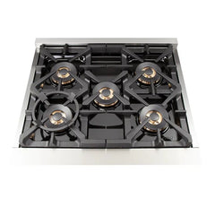 Forno 30″ Pro Series Capriasca Gas Burner / Electric Oven in Stainless Steel 5 Italian Burners, FFSGS6187-30 - Smart Kitchen Lab