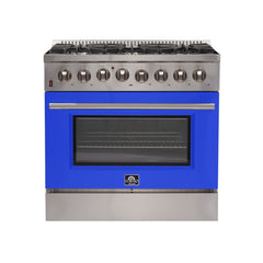 Forno 36″ Galiano Gas Burner / Electric Oven in Stainless Steel 6 Italian Burners, FFSGS6156-36 - Smart Kitchen Lab