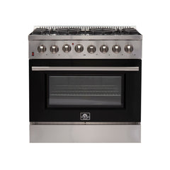 Forno 36″ Galiano Gas Burner / Electric Oven in Stainless Steel 6 Italian Burners, FFSGS6156-36 - Smart Kitchen Lab