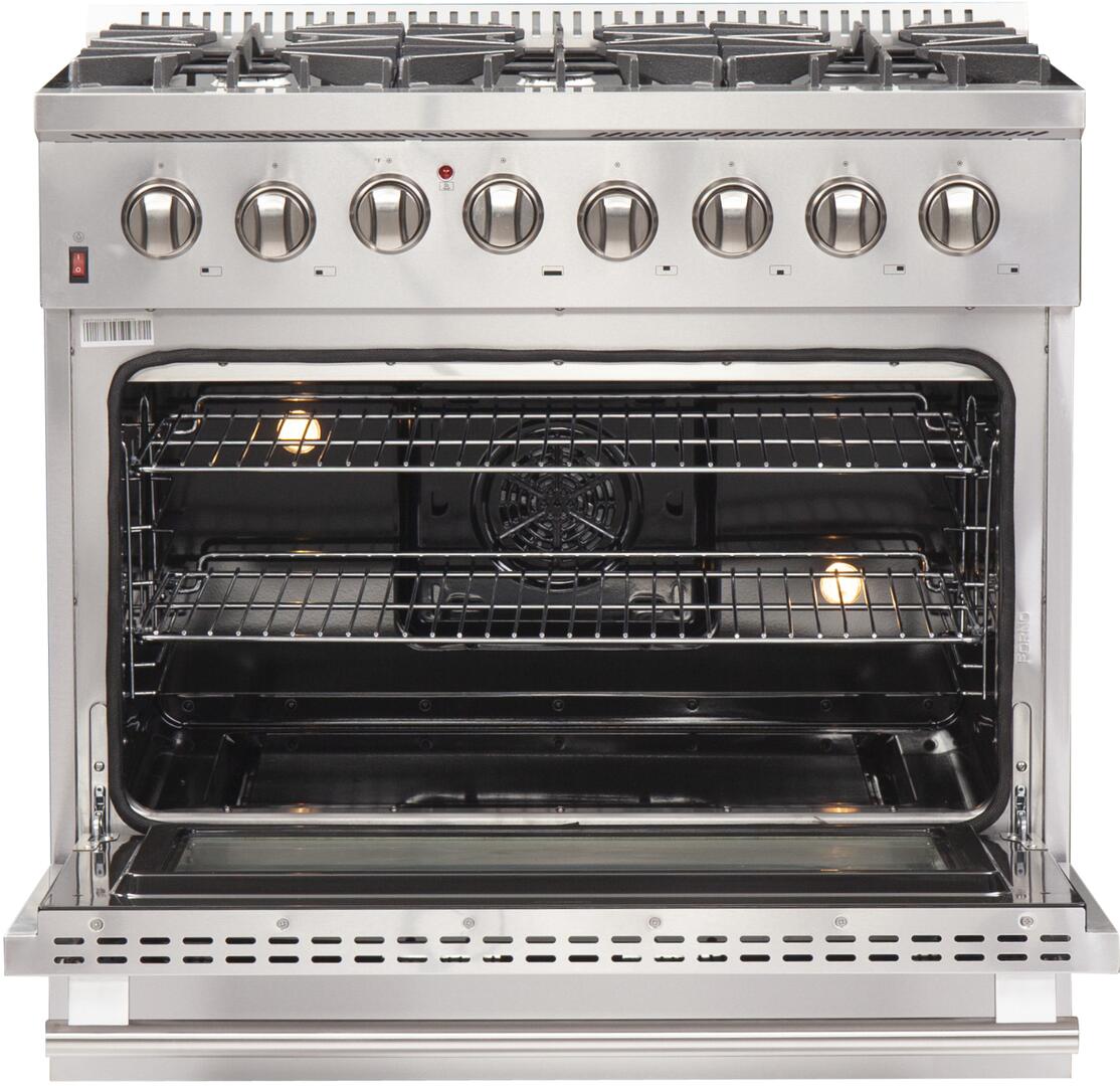 Forno 36″ Galiano Gas Burner / Electric Oven in Stainless Steel 6 Italian Burners, FFSGS6156-36 - Smart Kitchen Lab