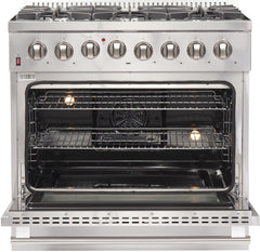 Forno 36″ Galiano Gas Burner / Electric Oven in Stainless Steel 6 Italian Burners, FFSGS6156-36 - Smart Kitchen Lab