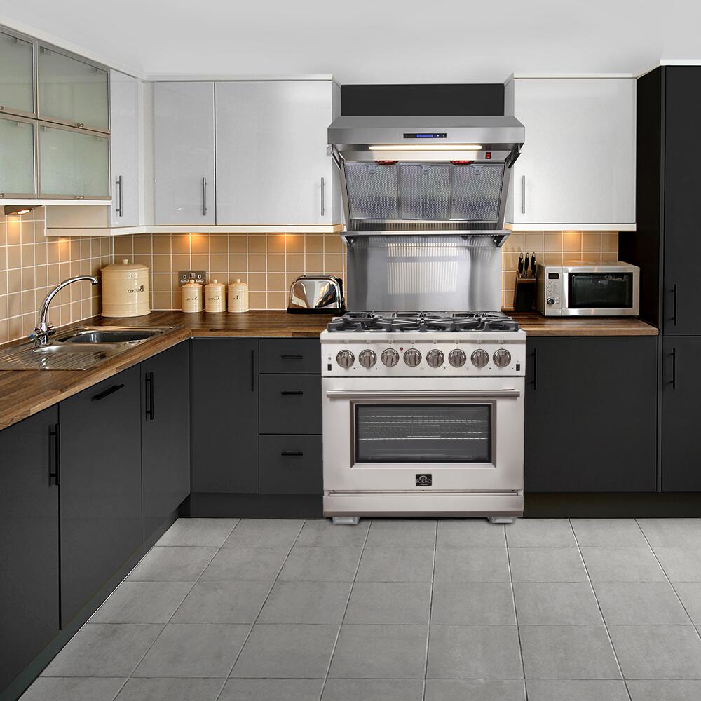 Forno 36″ Galiano Gas Burner / Electric Oven in Stainless Steel 6 Italian Burners, FFSGS6156-36 - Smart Kitchen Lab