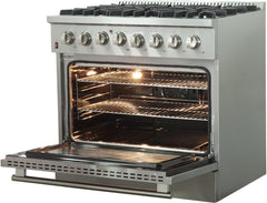 Forno 36″ Galiano Gas Burner / Electric Oven in Stainless Steel 6 Italian Burners, FFSGS6156-36 - Smart Kitchen Lab