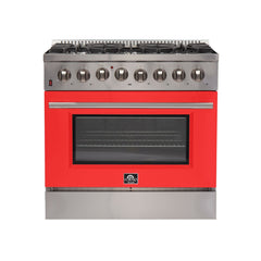Forno 36″ Galiano Gas Burner / Electric Oven in Stainless Steel 6 Italian Burners, FFSGS6156-36 - Smart Kitchen Lab