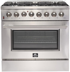 Forno 36″ Galiano Gas Burner / Electric Oven in Stainless Steel 6 Italian Burners, FFSGS6156-36 - Smart Kitchen Lab