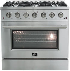 Forno 36″ Galiano Gas Burner / Gas Oven in Stainless Steel 6 Italian Burners, FFSGS6244-36 - Smart Kitchen Lab