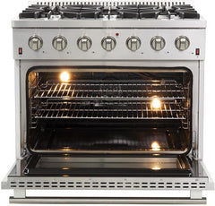 Forno 36″ Galiano Gas Burner / Gas Oven in Stainless Steel 6 Italian Burners, FFSGS6244-36 - Smart Kitchen Lab