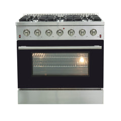 Forno 36″ Galiano Gas Burner / Gas Oven in Stainless Steel 6 Italian Burners, FFSGS6244-36 - Smart Kitchen Lab