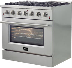 Forno 36″ Galiano Gas Burner / Gas Oven in Stainless Steel 6 Italian Burners, FFSGS6244-36 - Smart Kitchen Lab