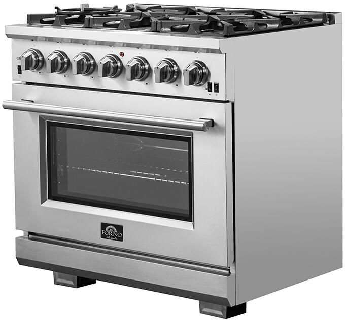 Forno 36″ Pro Series Capriasca Gas Burner / Electric Oven in Stainless Steel 6 Italian Burners, FFSGS6187-36 - Smart Kitchen Lab
