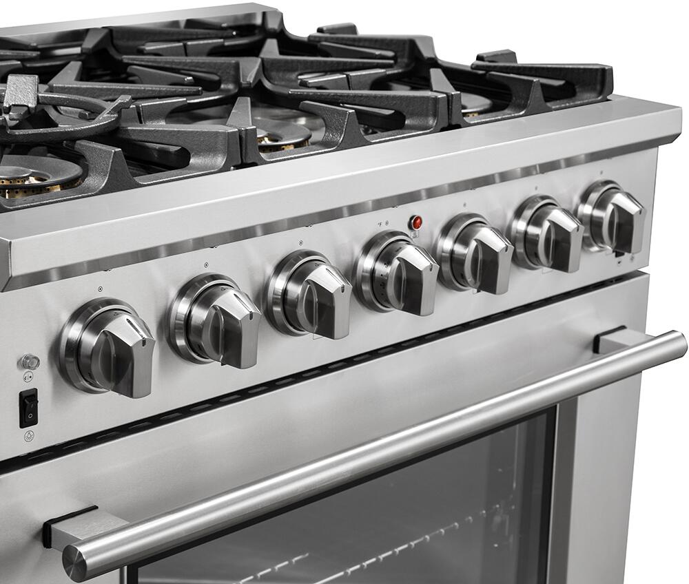 Forno 36″ Pro Series Capriasca Gas Burner / Electric Oven in Stainless Steel 6 Italian Burners, FFSGS6187-36 - Smart Kitchen Lab