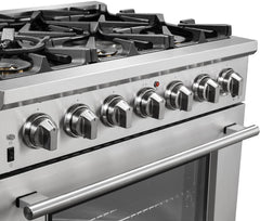Forno 36″ Pro Series Capriasca Gas Burner / Electric Oven in Stainless Steel 6 Italian Burners, FFSGS6187-36 - Smart Kitchen Lab