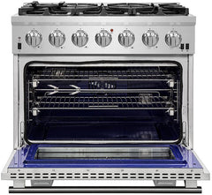 Forno 36″ Pro Series Capriasca Gas Burner / Electric Oven in Stainless Steel 6 Italian Burners, FFSGS6187-36 - Smart Kitchen Lab