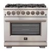 Forno 36″ Pro Series Capriasca Gas Burner / Electric Oven in Stainless Steel 6 Italian Burners, FFSGS6187-36 - Smart Kitchen Lab