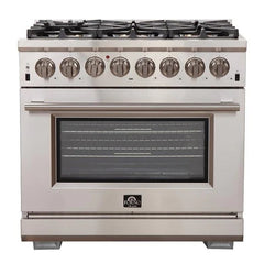 Forno 36″ Pro Series Capriasca Gas Burner / Electric Oven in Stainless Steel 6 Italian Burners, FFSGS6187-36 - Smart Kitchen Lab
