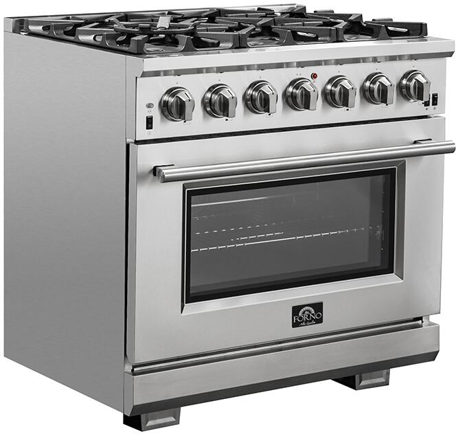 Forno 36″ Pro Series Capriasca Gas Burner / Electric Oven in Stainless Steel 6 Italian Burners, FFSGS6187-36 - Smart Kitchen Lab