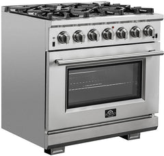 Forno 36″ Pro Series Capriasca Gas Burner / Electric Oven in Stainless Steel 6 Italian Burners, FFSGS6187-36 - Smart Kitchen Lab