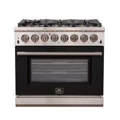 Forno 36″ Pro Series Capriasca Gas Burner / Electric Oven in Stainless Steel 6 Italian Burners, FFSGS6187-36 - Smart Kitchen Lab