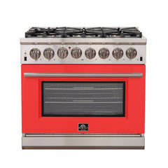 Forno 36″ Pro Series Capriasca Gas Burner / Electric Oven in Stainless Steel 6 Italian Burners, FFSGS6187-36 - Smart Kitchen Lab