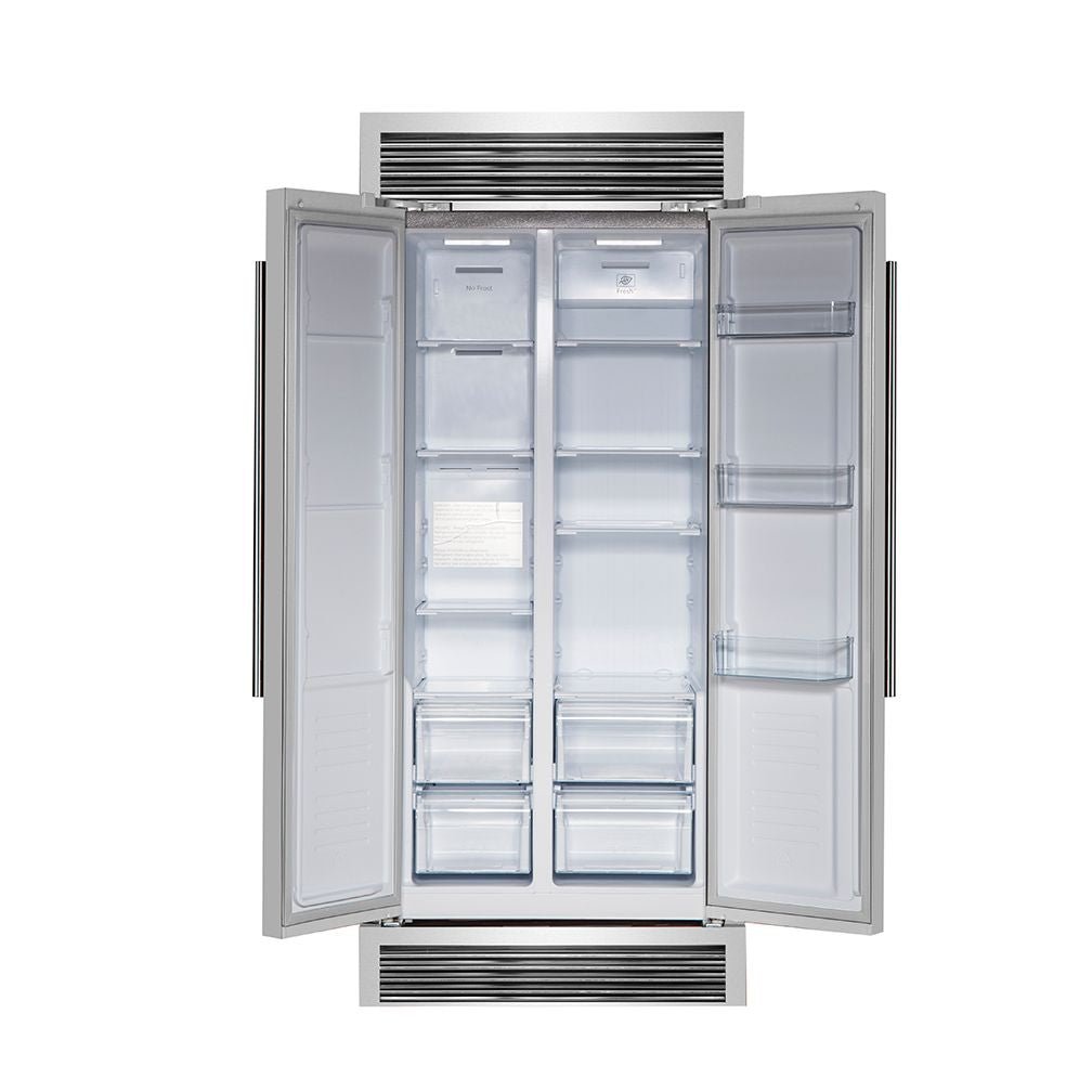 Forno 37 In. Side by Side Counter Depth Refrigerator with 15.6 cu.ft. in Stainless Steel with Steel Grill Trim, FFRBI1805-37SG - Smart Kitchen Lab