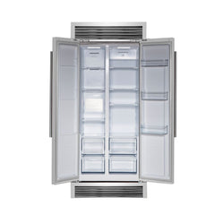 Forno 37 In. Side by Side Counter Depth Refrigerator with 15.6 cu.ft. in Stainless Steel with Steel Grill Trim, FFRBI1805-37SG - Smart Kitchen Lab