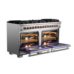 Forno 60 Inch Titanium Pro Series Capriasca Freestanding Dual Fuel Range, FFSGS6187-60 - Smart Kitchen Lab