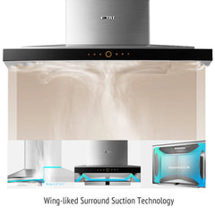 Fotile Perimeter Vent Series 36 In. 900 CFM Wall Mount Range Hood with Touchscreen in Stainless Steel, EMS9018 - Smart Kitchen Lab