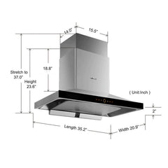 Fotile Perimeter Vent Series 36 In. 900 CFM Wall Mount Range Hood with Touchscreen in Stainless Steel, EMS9018 - Smart Kitchen Lab