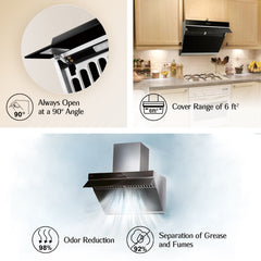 Fotile Slant Vent Series 30 in. 850 CFM Range Hood with Push Buttons in Onyx Black, JQG7522 - Smart Kitchen Lab