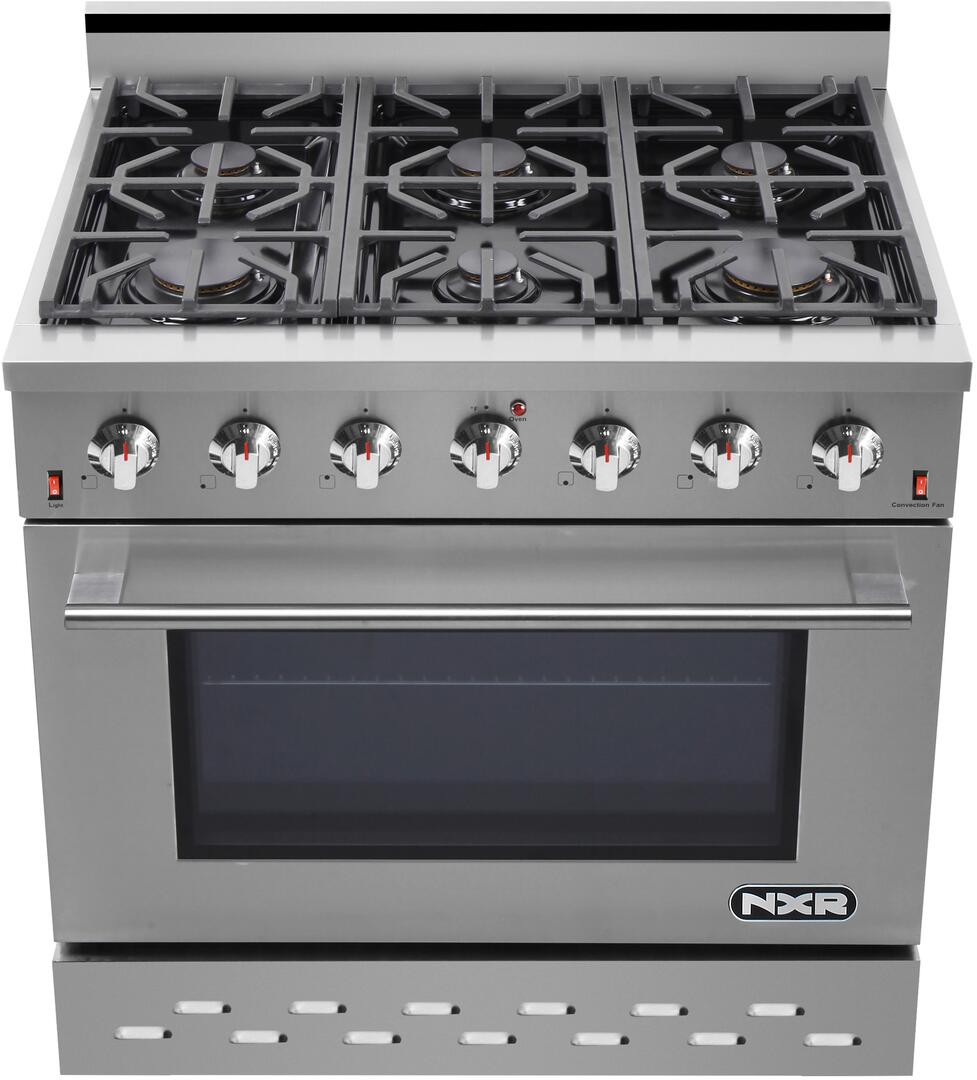 NXR 36 in. 5.5 cu.ft. Pro-Style Propane Gas Range with Convection Oven in Stainless Steel, SC3611LP - Smart Kitchen Lab