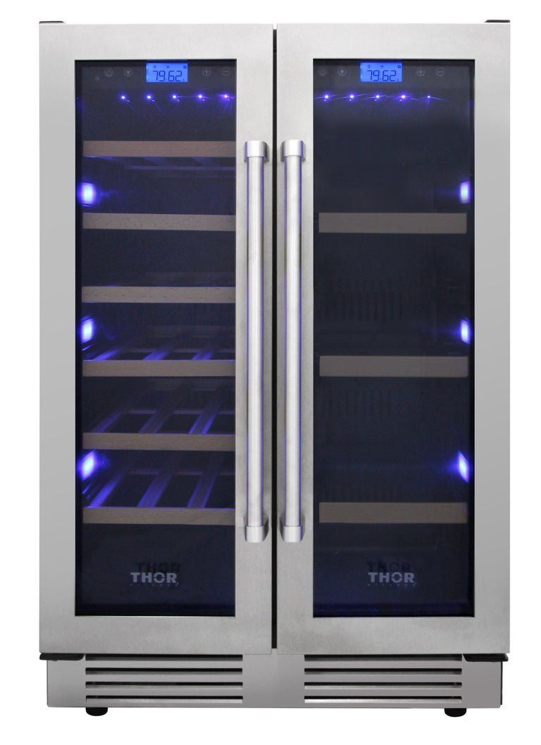 Perfectly Situation Openbox with Supper Discount Thor Kitchen 24 in. 21 Bottle & 95-Can Wine Cooler, TBC2401DI -R - Smart Kitchen Lab