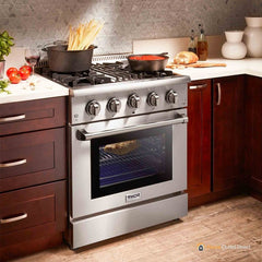 Perfectly Situation Openbox with Supper Discount Thor Kitchen 30 in. Natural Gas Burner/Electric Oven Range in Stainless Steel, HRD3088U -R - Smart Kitchen Lab