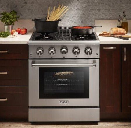 Perfectly Situation Openbox with Supper Discount Thor Kitchen 30 in. Natural Gas Burner/Electric Oven Range in Stainless Steel, HRD3088U -R - Smart Kitchen Lab