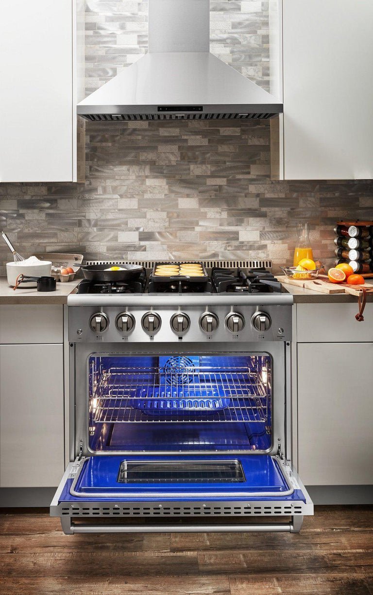 Perfectly Situation Openbox with Supper Discount Thor Kitchen 36 in. 5.2 cu. ft. Professional Propane Gas Range in Stainless Steel, HRG3618ULP -R - Smart Kitchen Lab