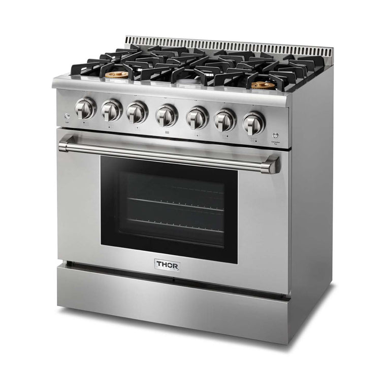 Perfectly Situation Openbox with Supper Discount Thor Kitchen 36 in. 5.2 cu. ft. Professional Propane Gas Range in Stainless Steel, HRG3618ULP -R - Smart Kitchen Lab
