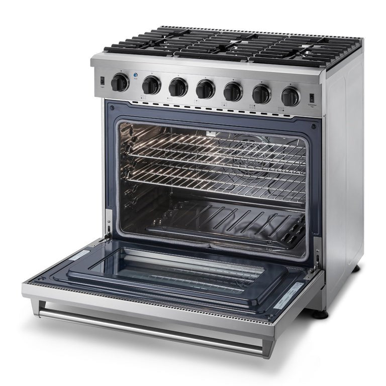 Perfectly Situation Openbox with Supper Discount Thor Kitchen 36 in. 6.0 Cu. Ft Propane Gas Range in Stainless Steel, LRG3601ULP -R - Smart Kitchen Lab