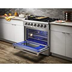 Perfectly Situation Openbox with Supper Discount Thor Kitchen 36 in. Propane Gas Burner/Electric Oven Range in Stainless Steel, HRD3606ULP -R - Smart Kitchen Lab