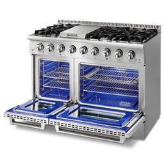 Perfectly Situation Openbox with Supper Discount Thor Kitchen 48 in. 6.7 cu. ft. Professional Propane Gas Range in Stainless Steel, HRG4808ULP -R - Smart Kitchen Lab
