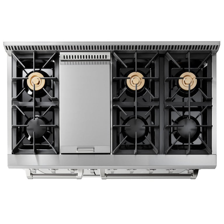Perfectly Situation Openbox with Supper Discount Thor Kitchen 48 in. 6.7 cu. ft. Professional Propane Gas Range in Stainless Steel, HRG4808ULP -R - Smart Kitchen Lab