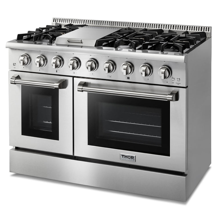 Perfectly Situation Openbox with Supper Discount Thor Kitchen 48 in. 6.7 cu. ft. Professional Propane Gas Range in Stainless Steel, HRG4808ULP -R - Smart Kitchen Lab