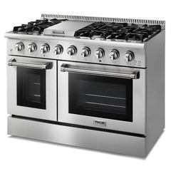 Perfectly Situation Openbox with Supper Discount Thor Kitchen 48 in. 6.7 cu. ft. Professional Propane Gas Range in Stainless Steel, HRG4808ULP -R - Smart Kitchen Lab