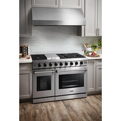 Perfectly Situation Openbox with Supper Discount Thor Kitchen 48 in. 6.8 cu. ft. Double Oven Natural Gas Range in Stainless Steel, LRG4807U -R - Smart Kitchen Lab