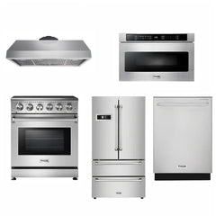 Thor Kitchen 30 inches High Qulity Professional Appliances 5-Piece: 30 inches High Qulity Professional Range,Stainless Steel Range Hood,French Door Refrigerator,Dishwasher,Microwave, Ap-30-hq-5 - Smart Kitchen Lab
