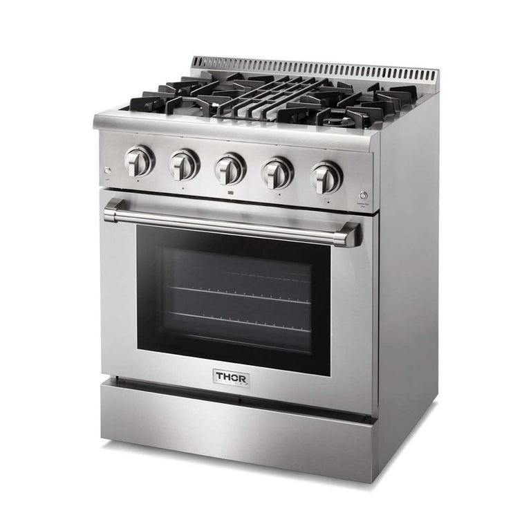 Thor Kitchen 30 inches High Qulity Professional Appliances 5-Piece: 30 inches High Qulity Professional Range,Stainless Steel Range Hood,French Door Refrigerator,Dishwasher,Microwave, Ap-30-hq-5 - Smart Kitchen Lab